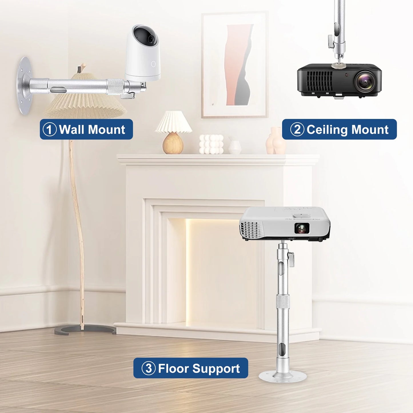 Projector Ceiling Mount, Universal Video Projector Wall Mount Bracket Extendable 9'' to 15.7''