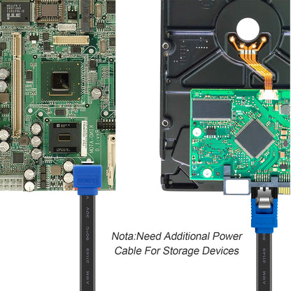 SATA Cable III, SATA Cable III 6Gbps 90 Degree Right Angle with Locking Latch 18 Inch for SATA HDD, SSD, CD Driver, CD Writer - Right Angel