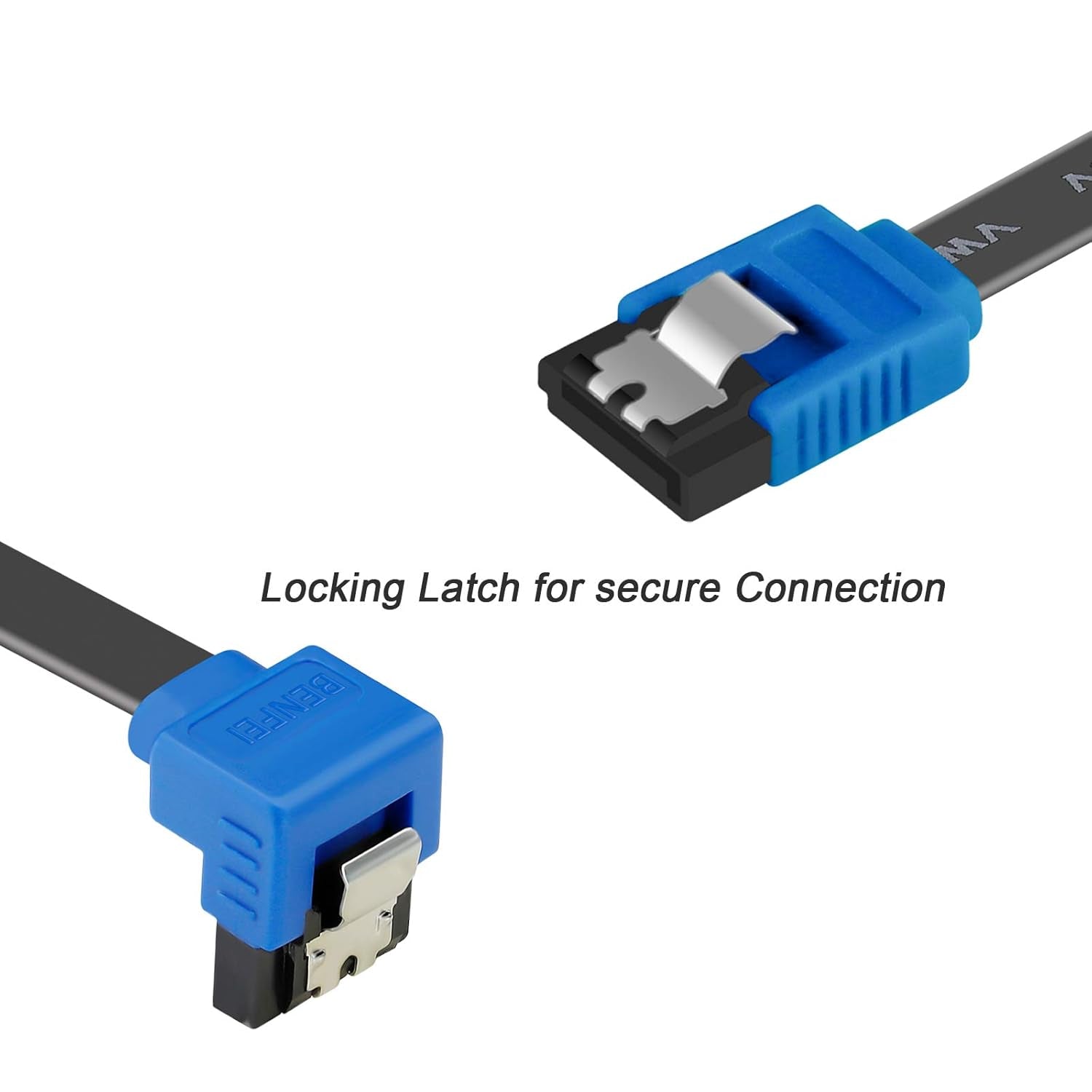 SATA Cable III, SATA Cable III 6Gbps 90 Degree Right Angle with Locking Latch 18 Inch for SATA HDD, SSD, CD Driver, CD Writer - Right Angel