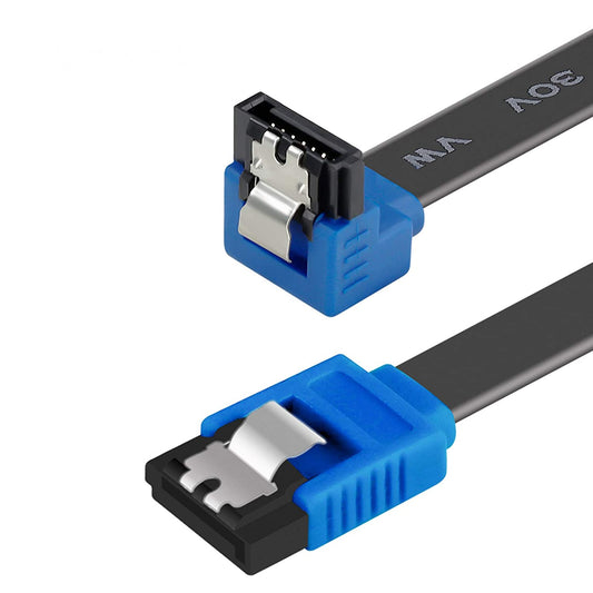 SATA Cable III, SATA Cable III 6Gbps 90 Degree Right Angle with Locking Latch 18 Inch for SATA HDD, SSD, CD Driver, CD Writer - Right Angel
